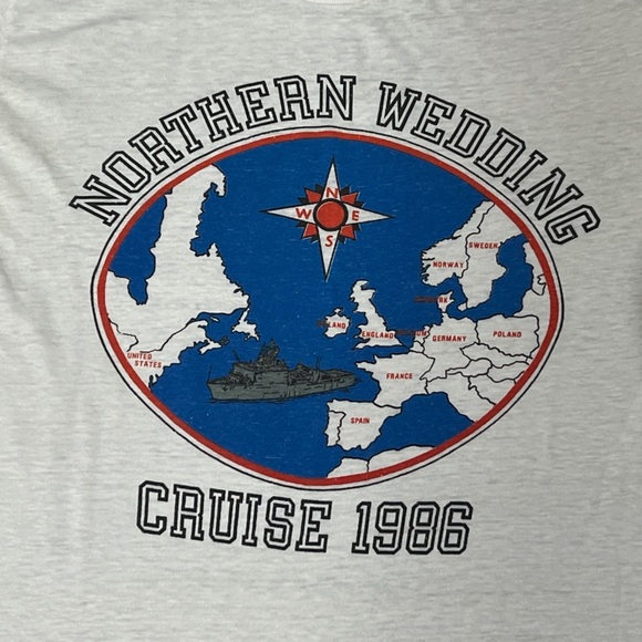 VTG Northern Wedding Cruise 1986 Military Single Stitch 80s Crewneck Tshirt - Picture 3 of 7
